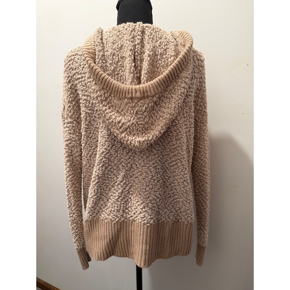 Knox Rose Women Tan Popcorn Knit Pullover Hoodie Sweater Beige Size M - Picture 4 of 5
